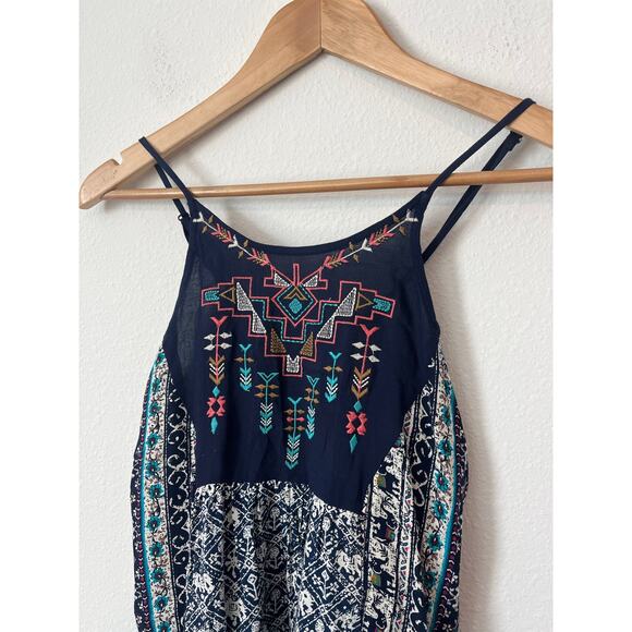 FLYING TOMATO Blue Boho Print Embroidered Dress - Picture 2 of 4